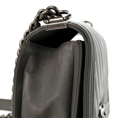 Chanel Lambskin Chevron Quilted Medium Boy Flap Grey 12 of 12