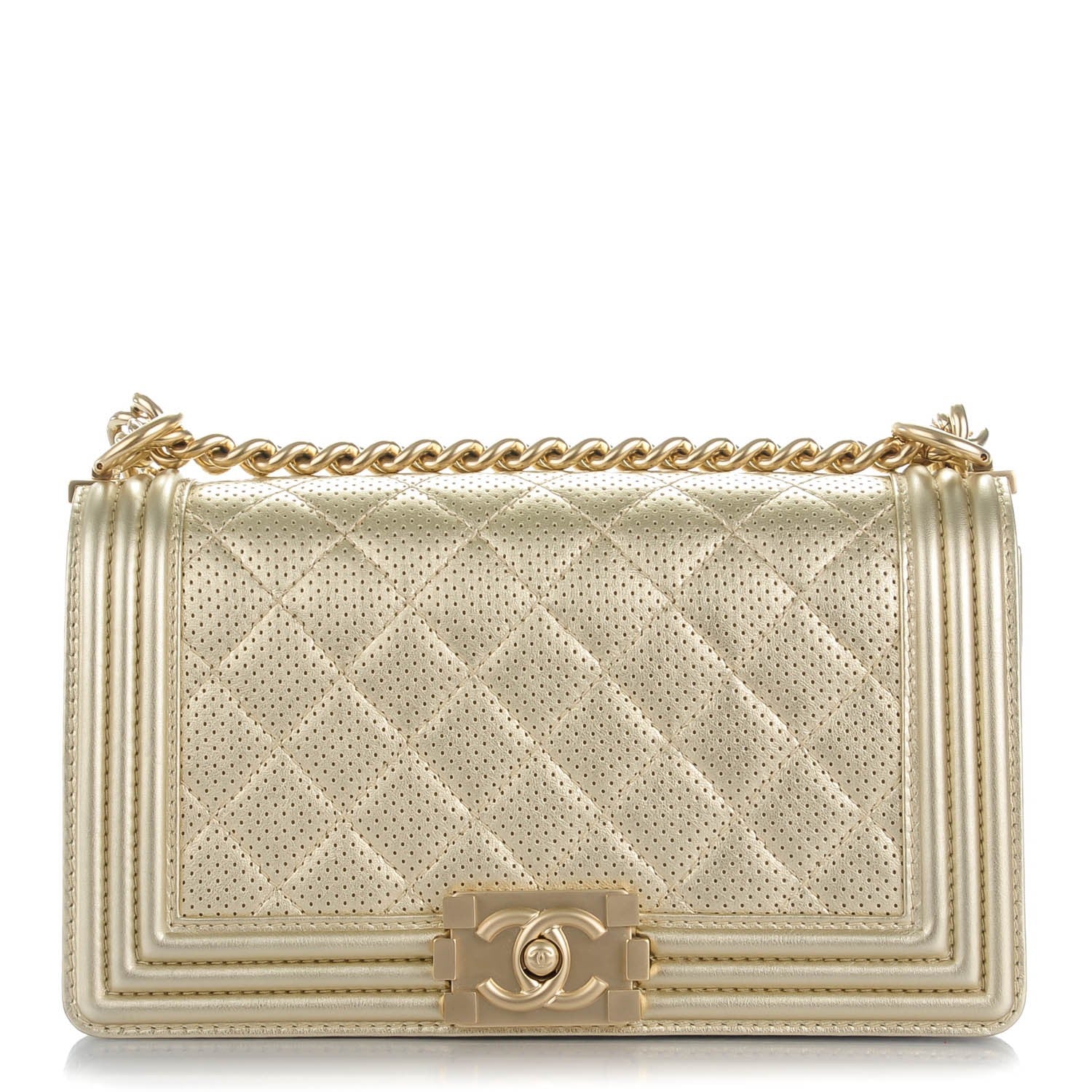 Chanel Perforated Lambskin Medium Boy Flap Light Gold 1 of 7