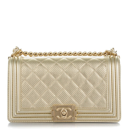 Chanel Perforated Lambskin Medium Boy Flap Light Gold 1 of 7