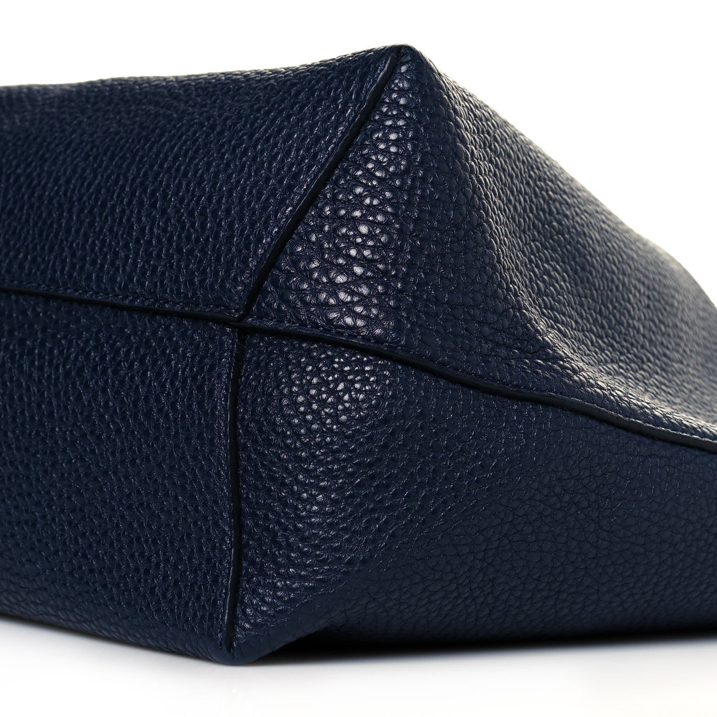 Tumbled Calfskin Large Shopping Tote Navy