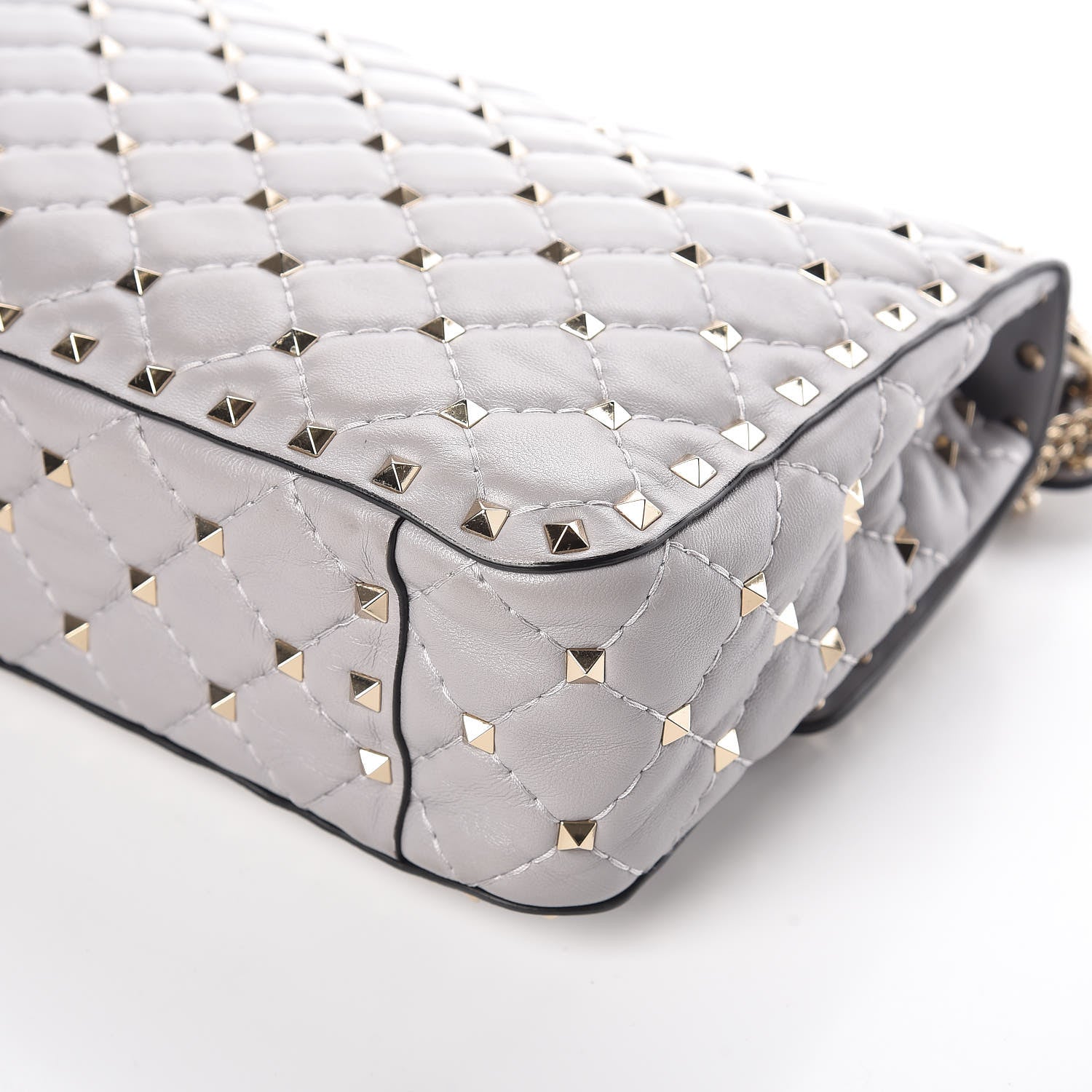 Valentino Garavani Nappa Medium Rockstud Spike Shoulder Bag Grey 14 of 14