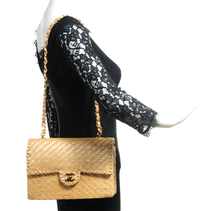 Chanel Woven Straw Medium Single Flap 2 of 9