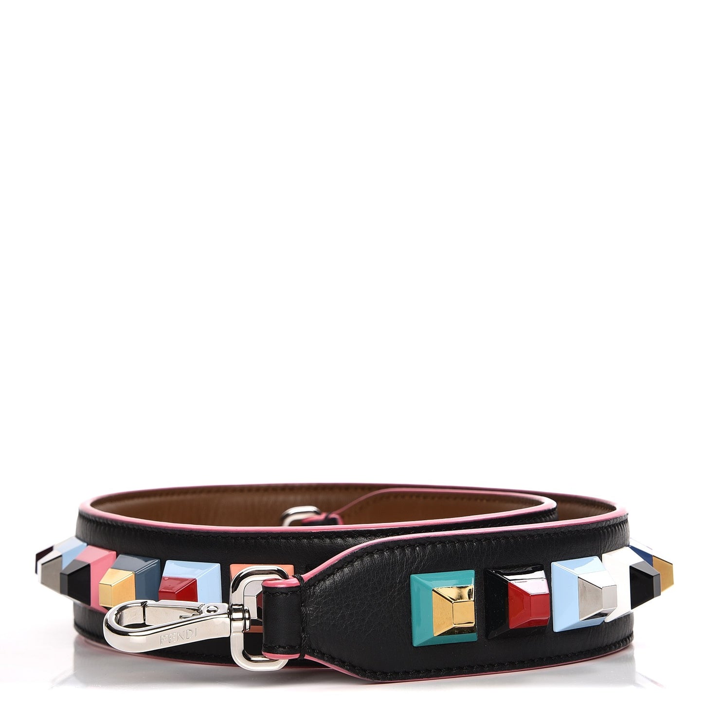 Vitello Dolce Plexiglass Bi-Color Studded Strap You Black Brownie Multicolor