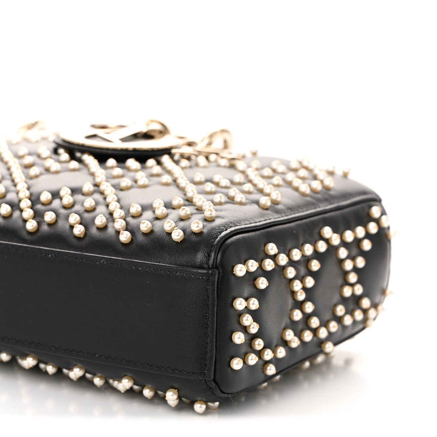Christian Dior Lambskin Cannage Pearl Studded Small Lady D-Joy Black 10 of 10