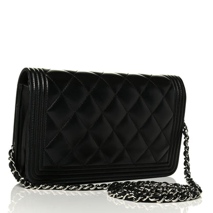 Chanel Calfskin Quilted Boy Wallet On Chain WOC Black 2 of 9