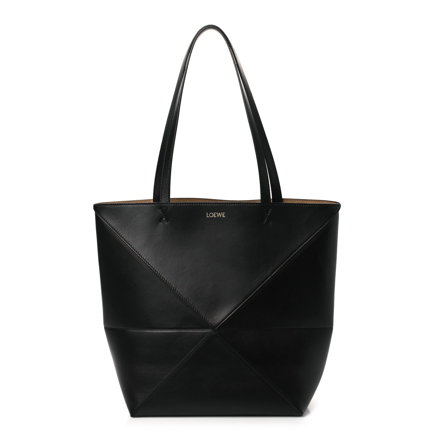 Loewe Shiny Calfskin Medium Puzzle Fold Tote Black 1 of 9