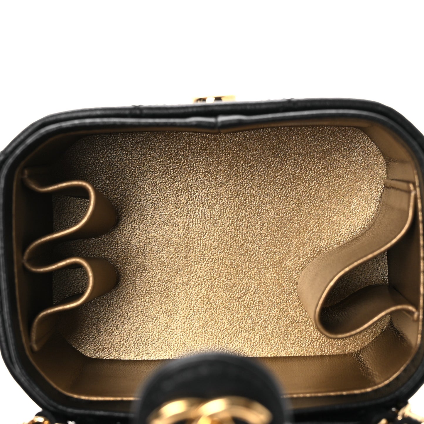 Lambskin Quilted Vanity Clutch With Chain Black