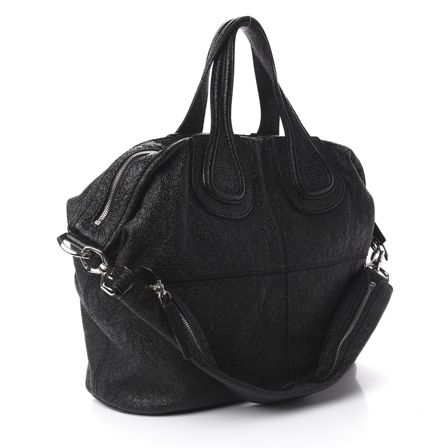Glazed Pebbled Calfskin Medium Nightingale Black