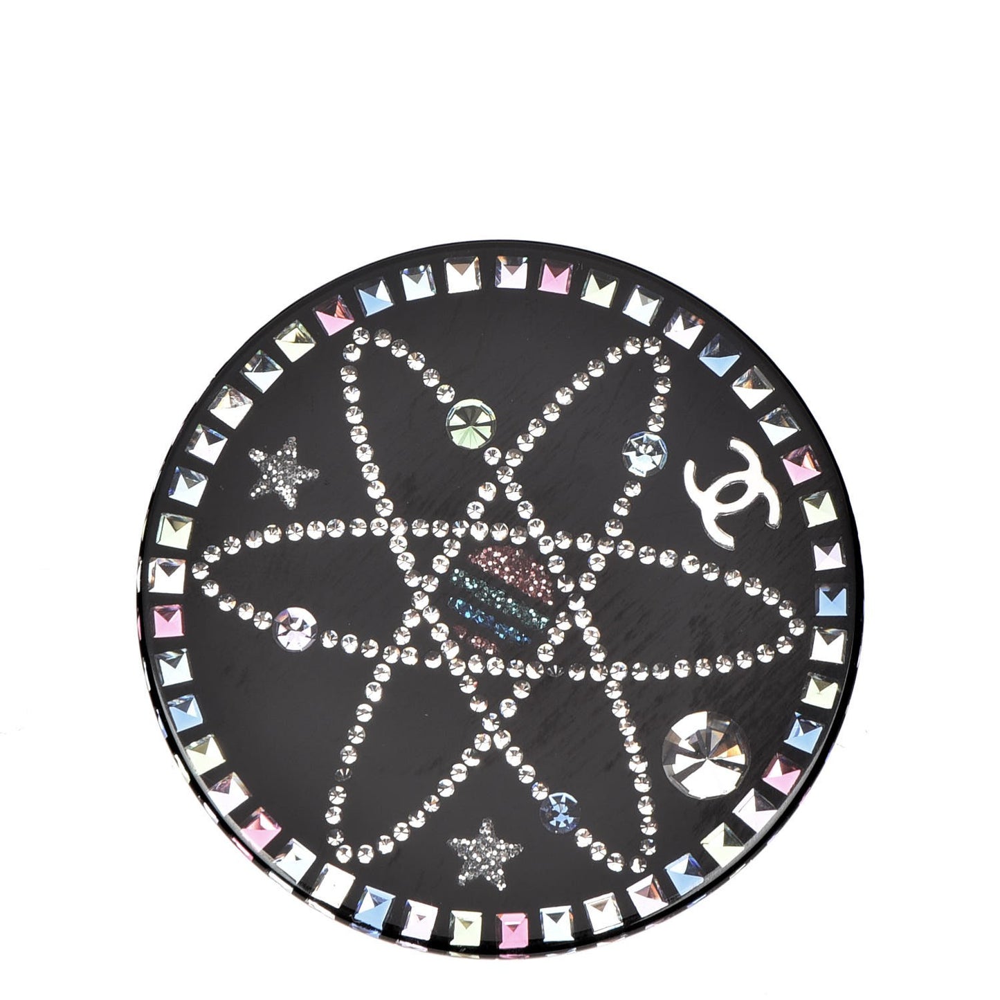 Glittered Resin Strass Brooch Black Pink