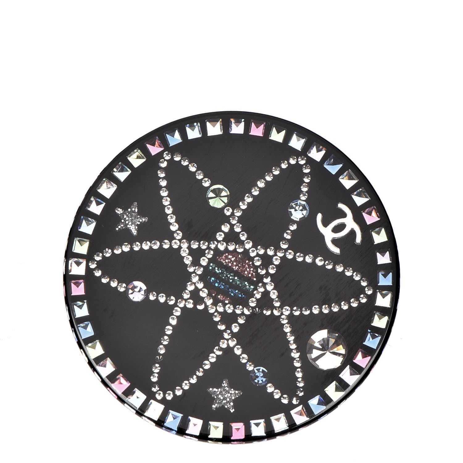 Chanel Glittered Resin Strass Brooch Black Pink 1 of 6