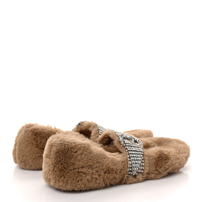 Jimmy Choo Faux Fur Crystal Krista Flats 36 Teddy 4 of 7