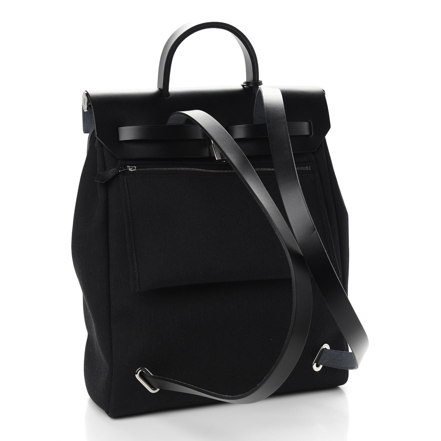 Hermes Military Toile Vache Hunter Herbag a Dos Zip Retourne Backpack Black 4 of 10