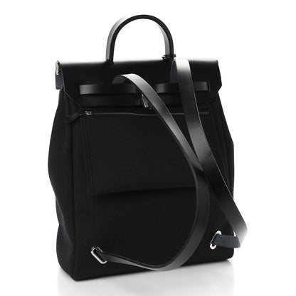 Hermes Military Toile Vache Hunter Herbag a Dos Zip Retourne Backpack Black 4 of 10