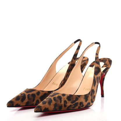 Christian Louboutin Veau Velours Leopard Clare Sling 80 Pumps 37.5 Caramel 3 of 11