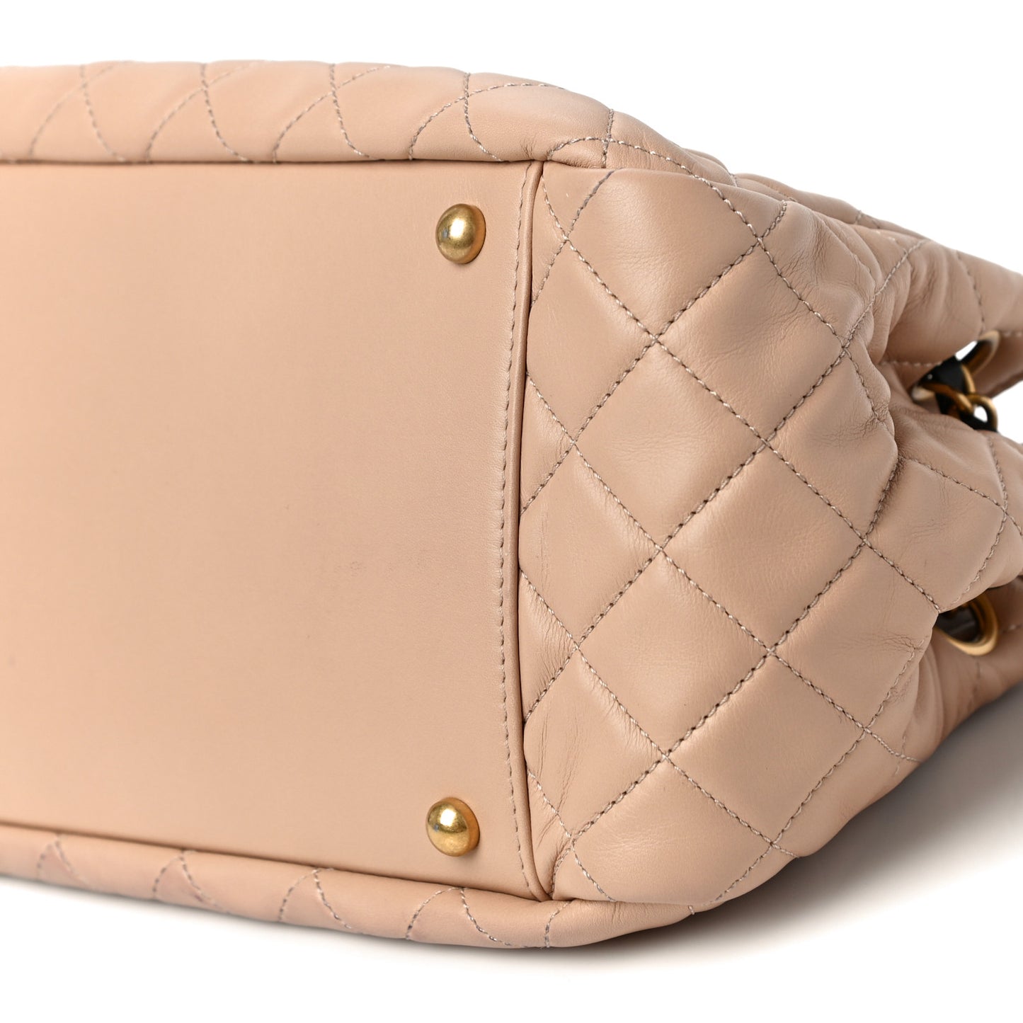 Lambskin Quilted East West Accordion Flap Beige