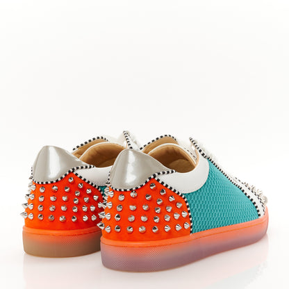 Christian Louboutin Patent Calfskin Mesh Suede Seavaste Flat Sneakers 44 Multicolor 5 of 11