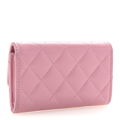 Chanel Lambskin Quilted Flap Crystal Star Card Holder Wallet Pink 6 of 18