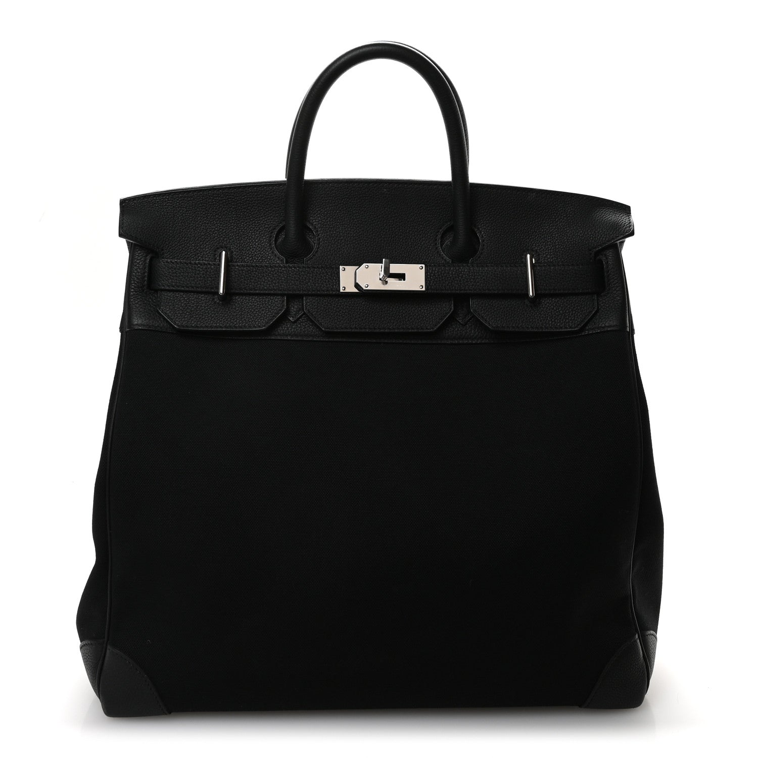 Hermes Togo Toile HAC Travel Birkin 40 Black 1 of 12