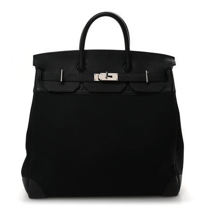 Hermes Togo Toile HAC Travel Birkin 40 Black 1 of 12