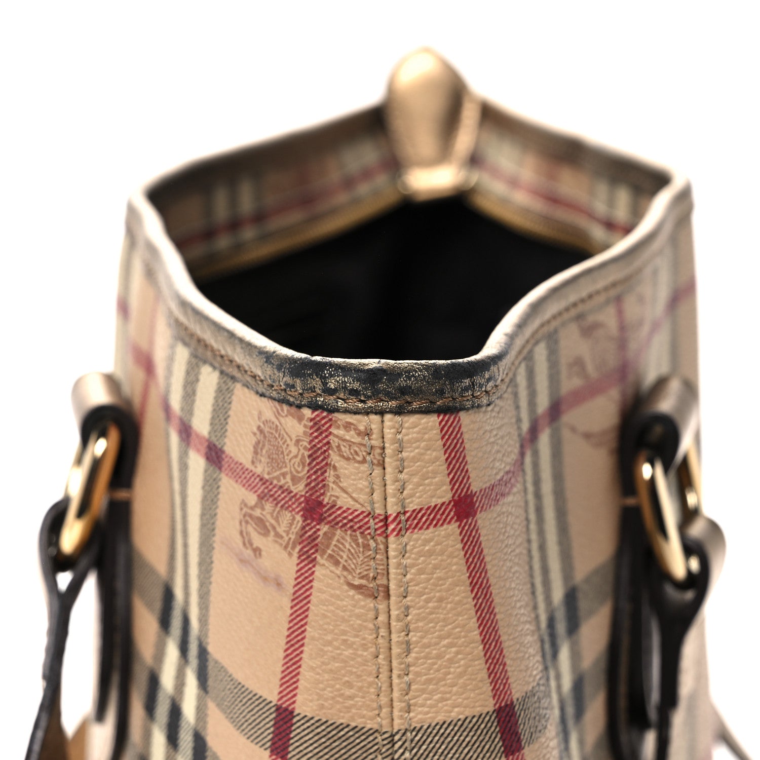 Burberry Haymarket Check Medium Regent Tote Gold 10 of 13