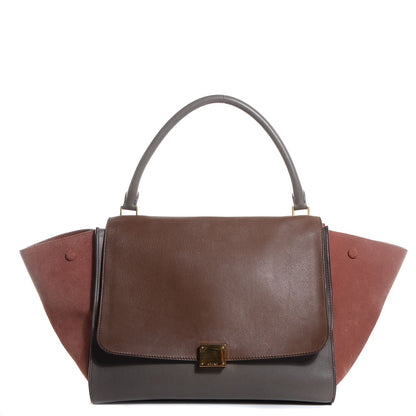 Celine Calfskin Suede Large Tri-Color Trapeze Terracotta 1 of 9