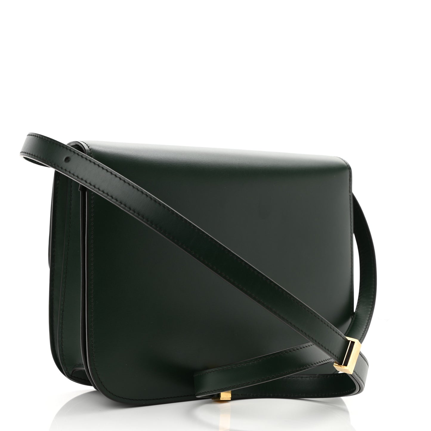 Box Calfskin Medium Classic Box Flap Bag Dark Green