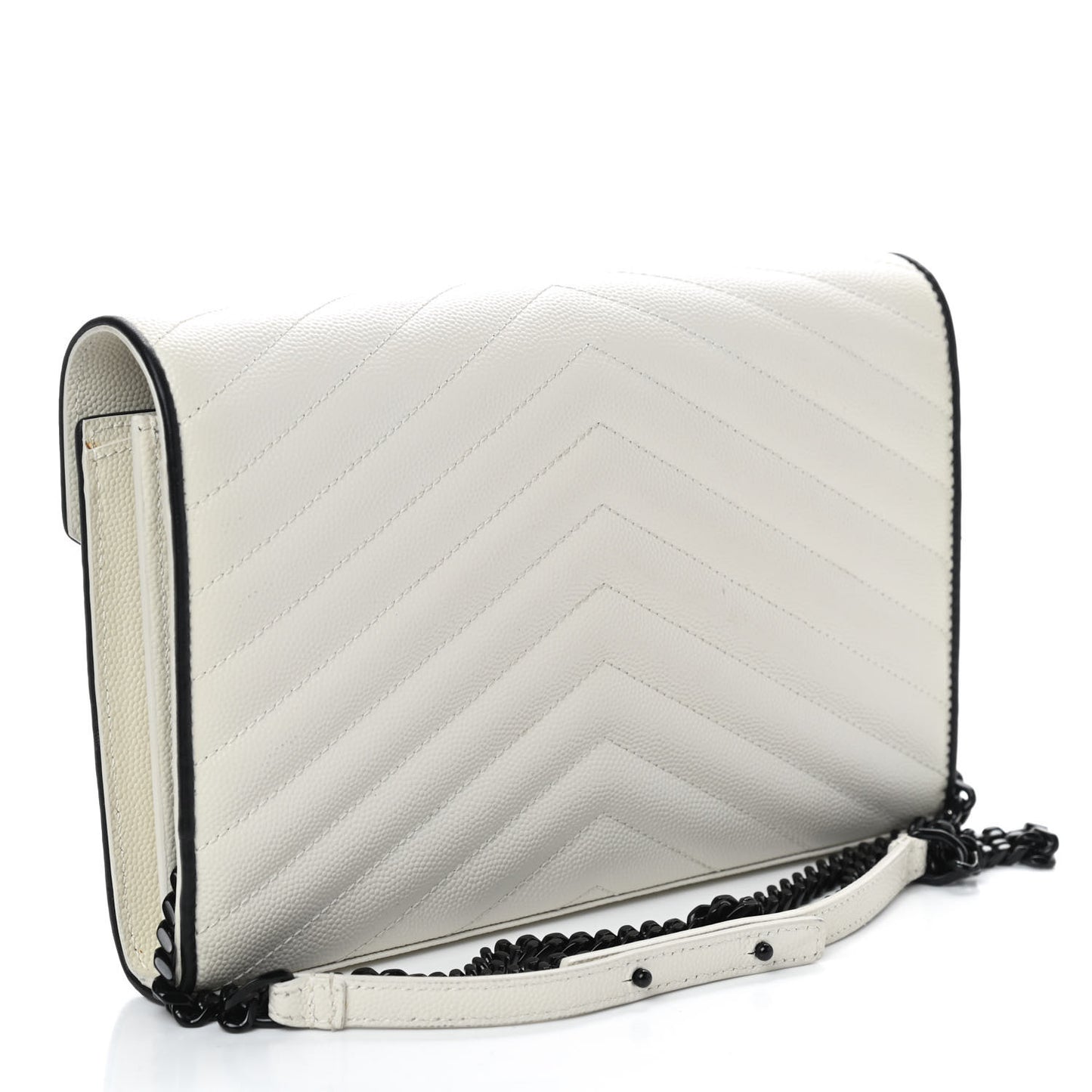 Grain De Poudre Matelasse Monogram Chain Wallet White Black