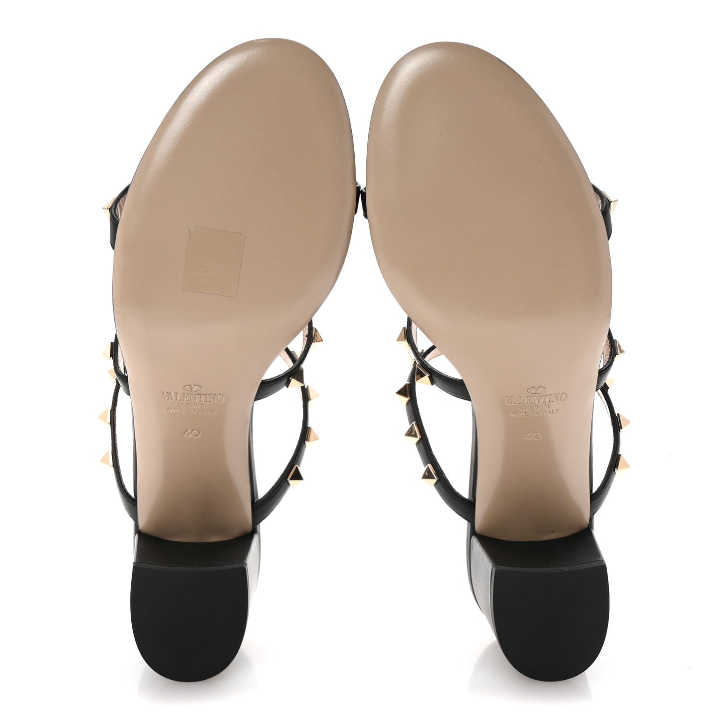 Calfskin Rockstud 60mm Caged Slide Sandals 40 Black