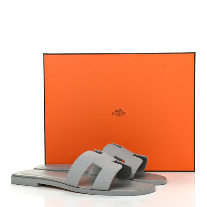 Hermes Epsom Oran Sandals 38 Bleu Glacier 10 of 10