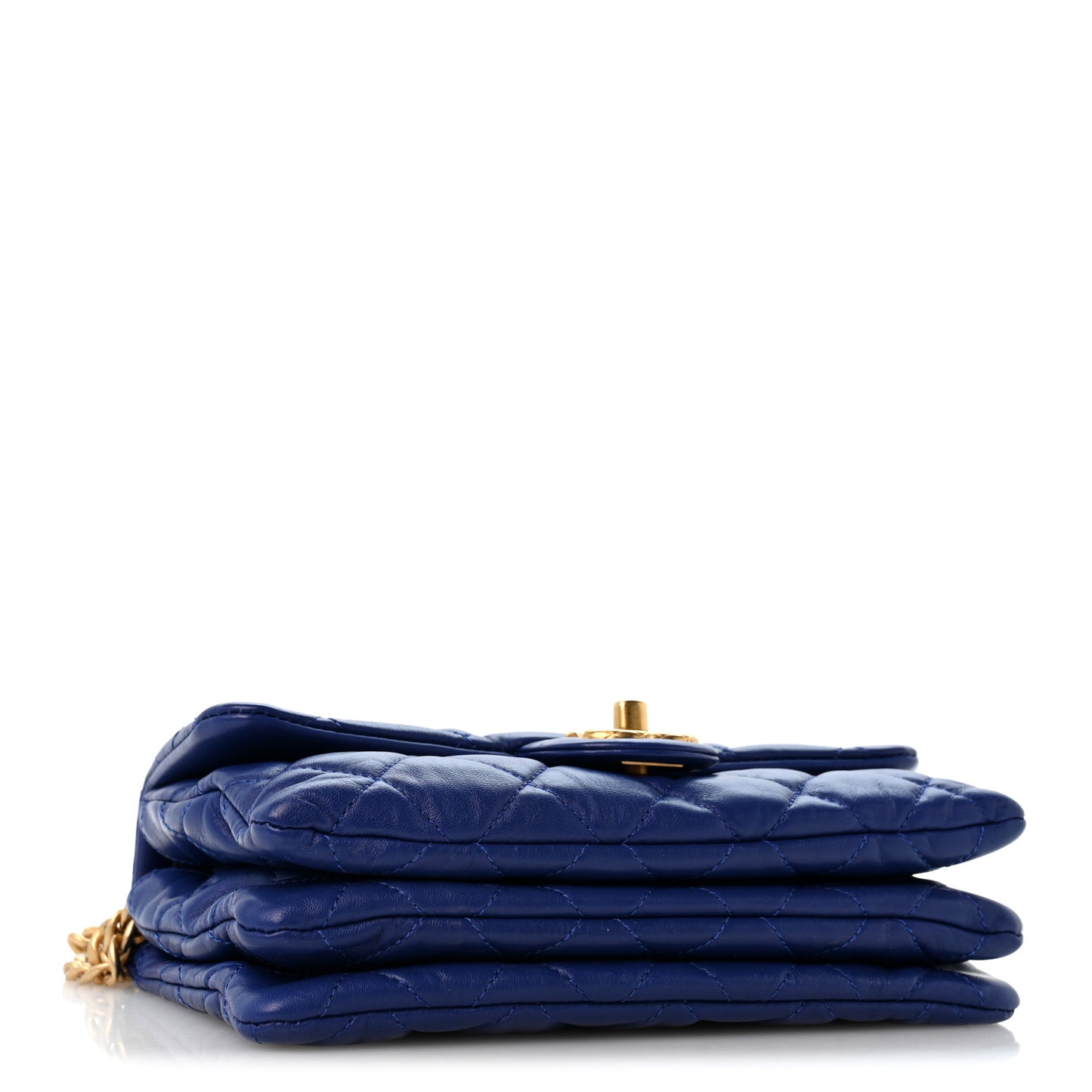 Lambskin Quilted Small Pillow Crush Flap Blue