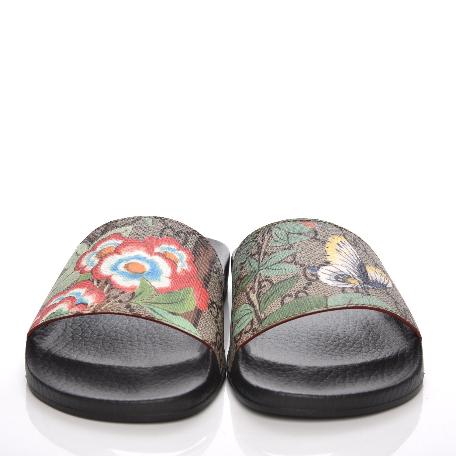 Gucci GG Supreme Monogram Tian Print Slide Sandals 35 36 Black Ebony Multicolor 15 of 19