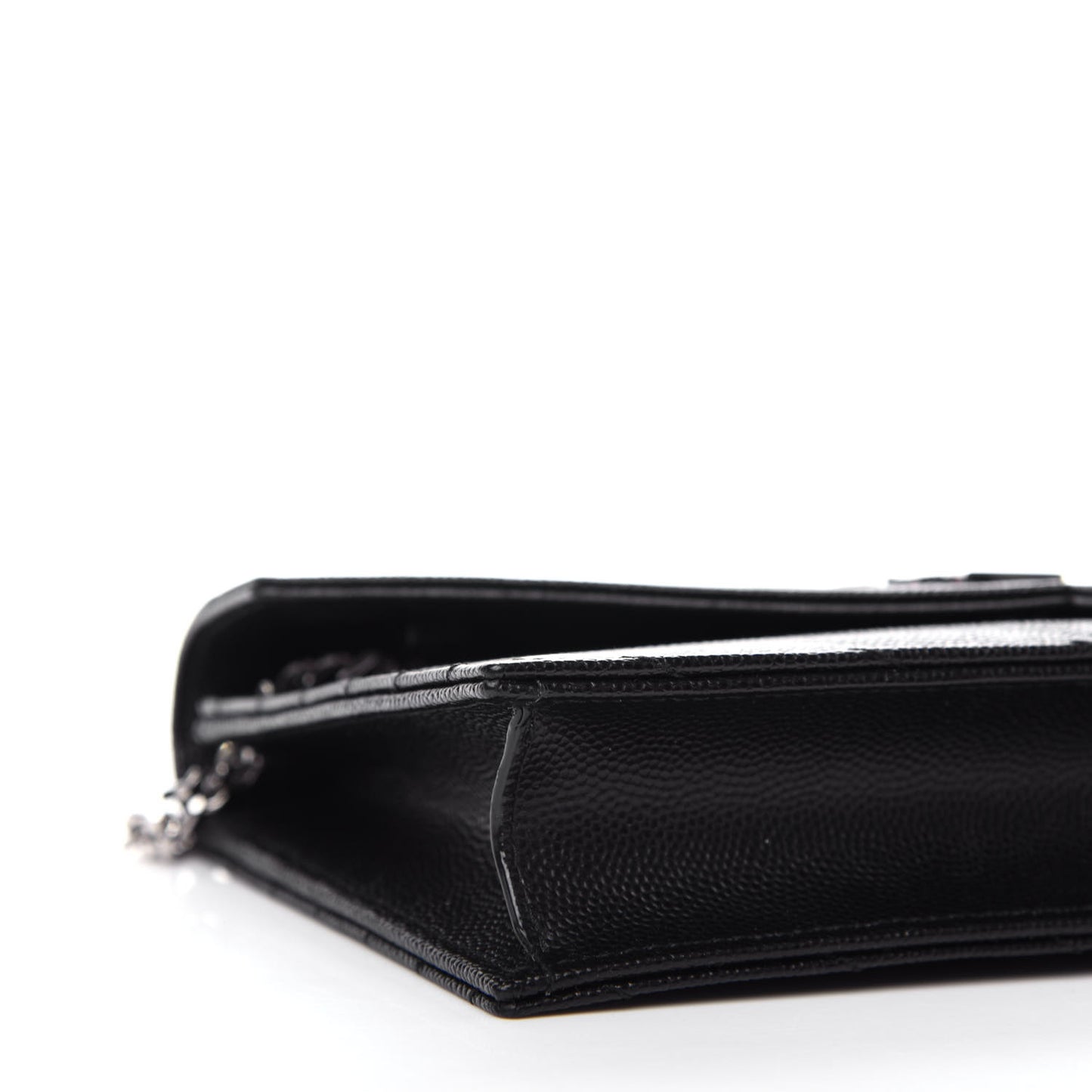 Grain De Poudre Matelasse Chevron Monogram Envelope Chain Wallet Black