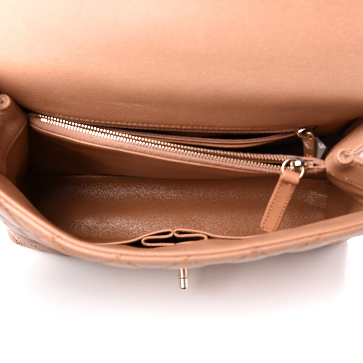 Caviar Lizard Embossed Quilted Small Coco Handle Flap Beige