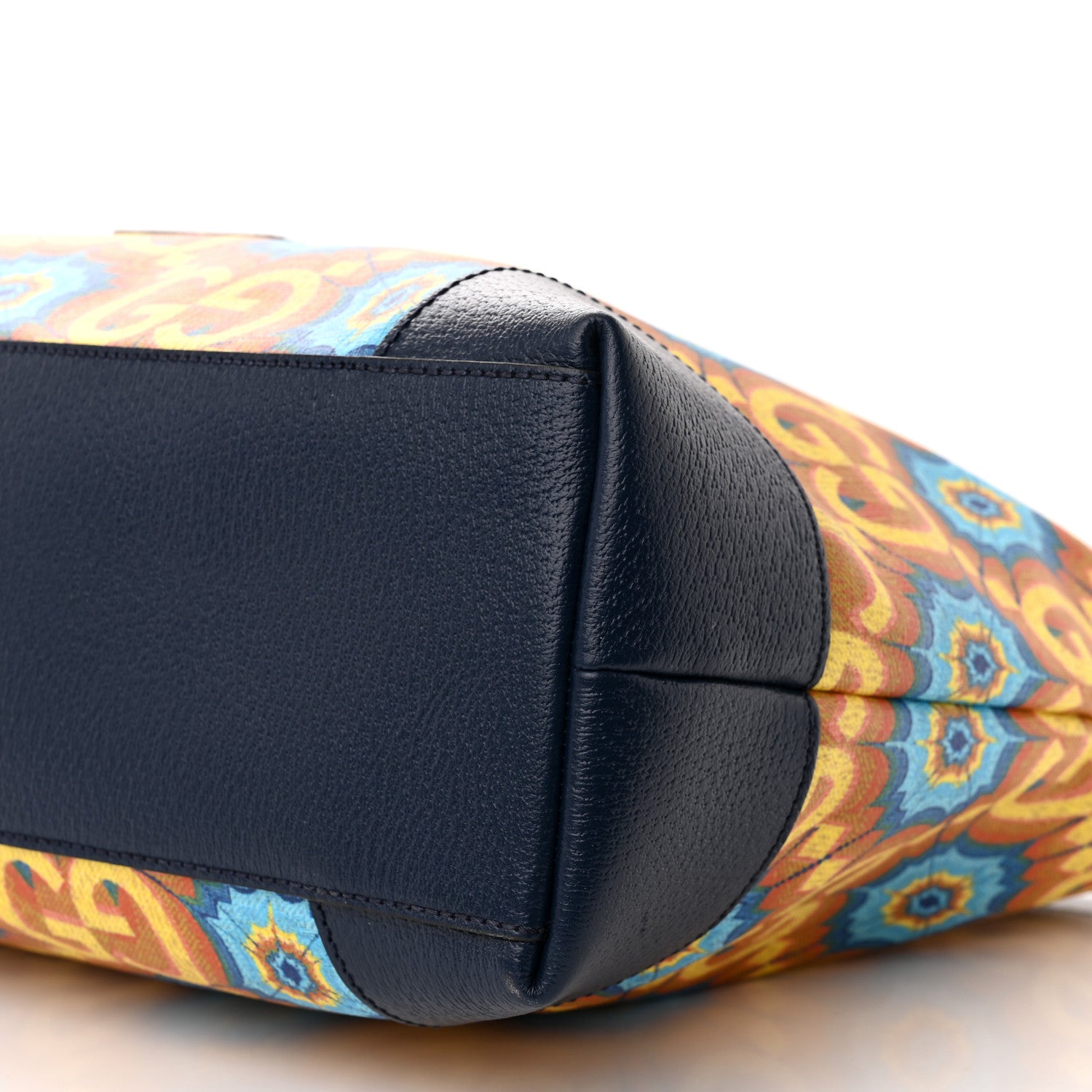 Gucci GG Supreme Kaleidoscope Calfskin Script Logo Gucci 100 Tote Bag Blue Orange Multicolor Blue Agata 9 of 10