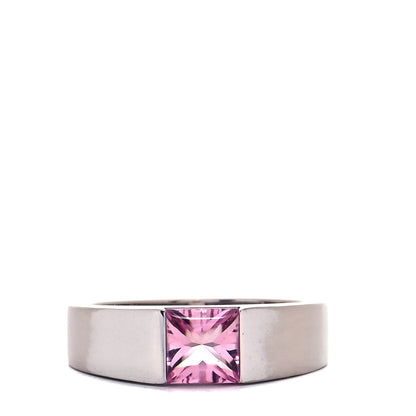 Cartier 18K White Gold Pink Tourmaline Tank Ring 52 6 1 of 5