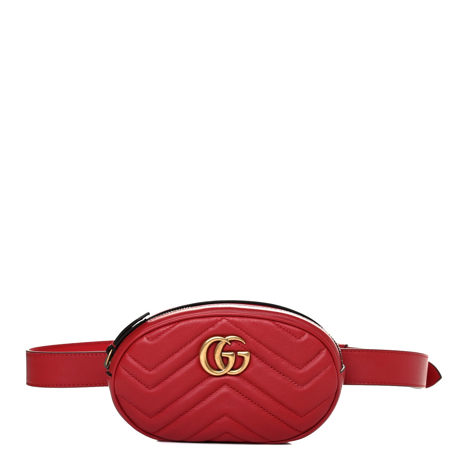 Gucci Calfskin Matelasse GG Marmont Belt Bag 95 38 Hibiscus Red 1 of 4