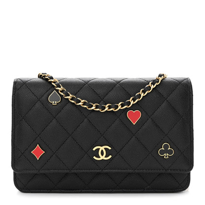 Chanel Caviar Quilted Enamel Coco Casino Wallet On Chain WOC Black 1 of 13