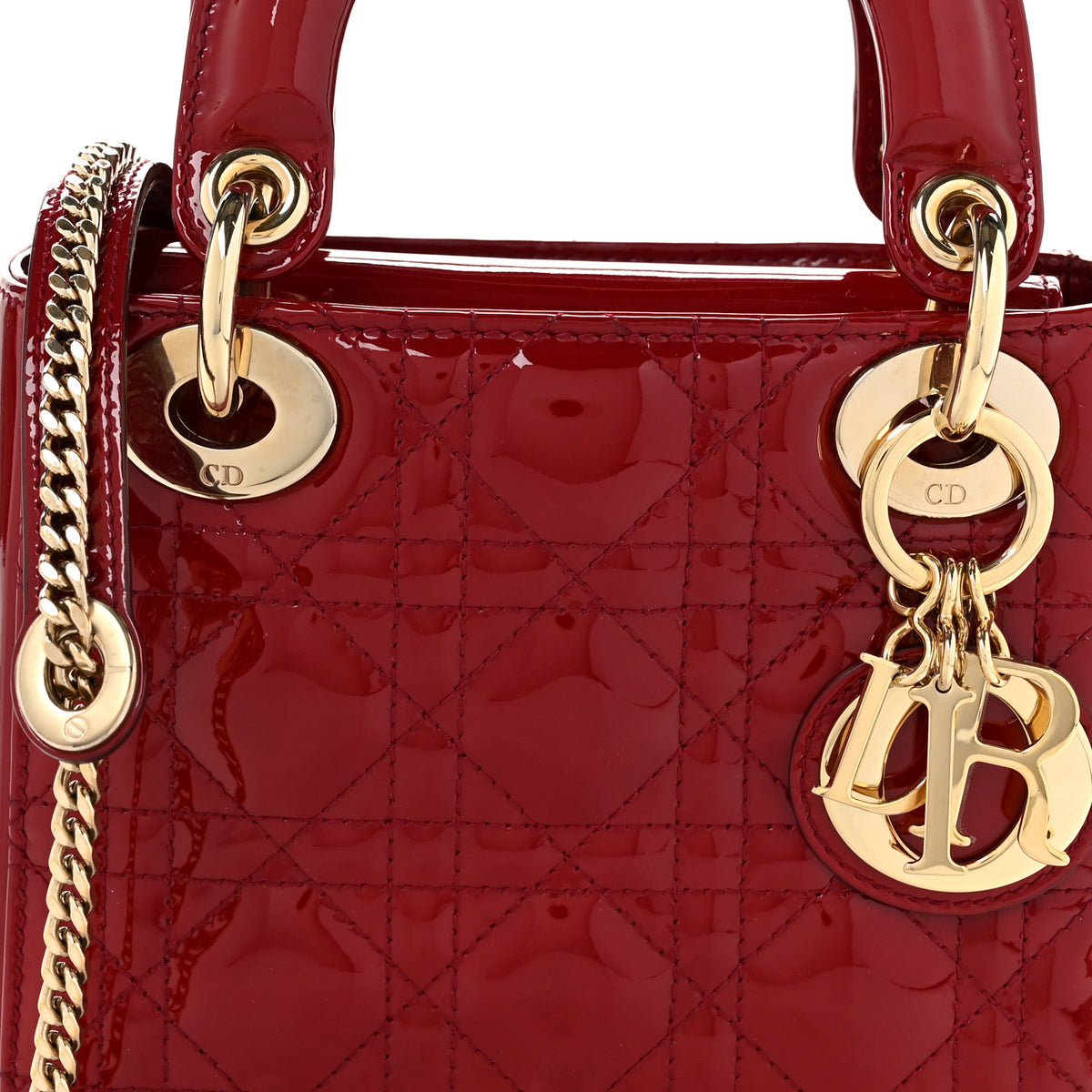Patent Cannage Mini Lady Dior Red