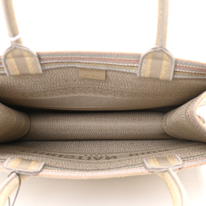 Christian Dior Canvas Embroidered Medium Stripes Book Tote Beige Multicolor 6 of 10