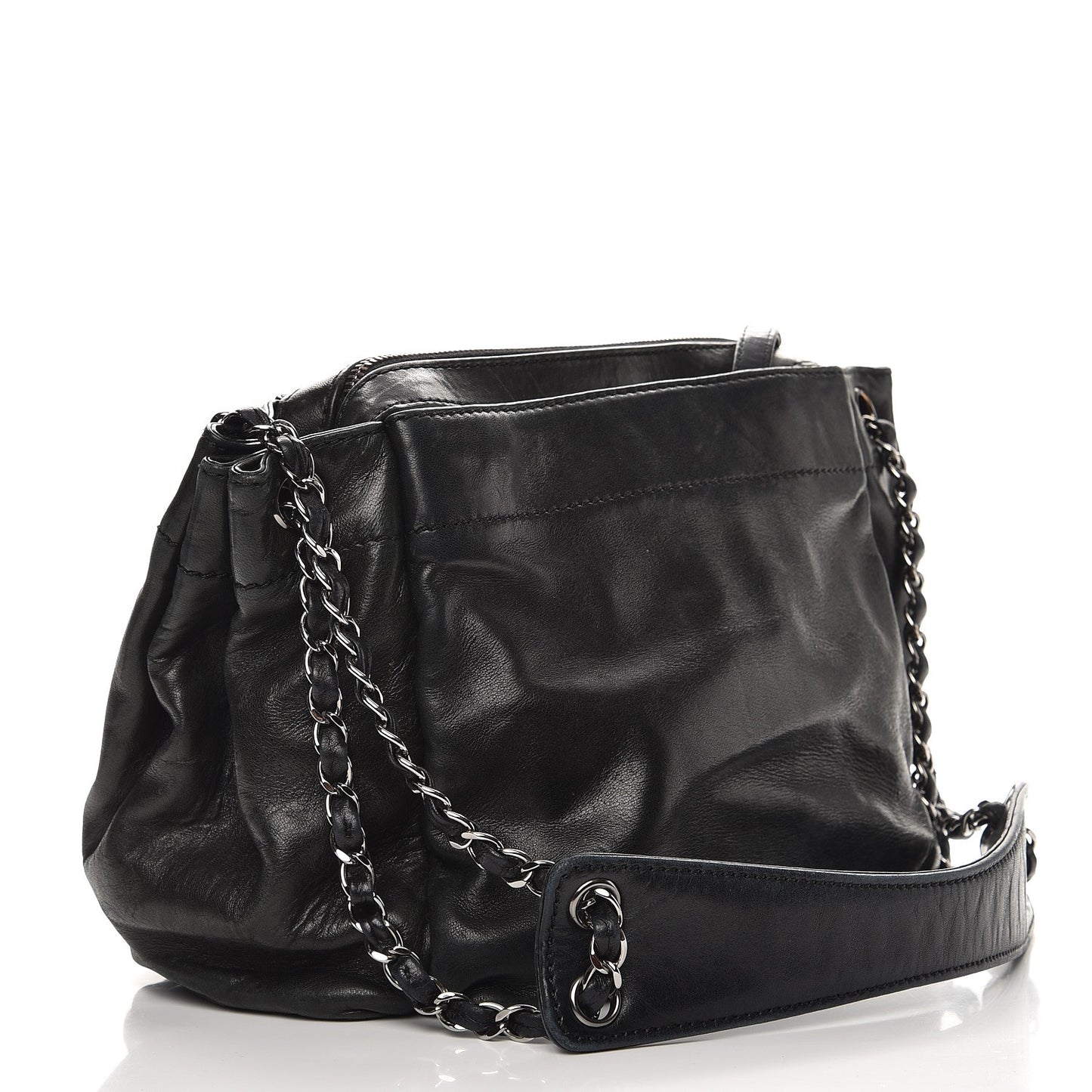 Lambskin Lax Accordion Hobo Black