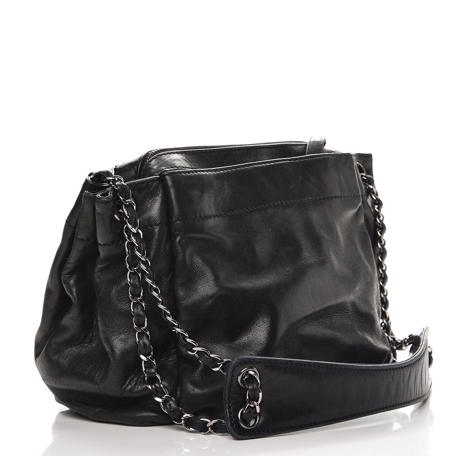 Chanel Lambskin Lax Accordion Hobo Black 3 of 14