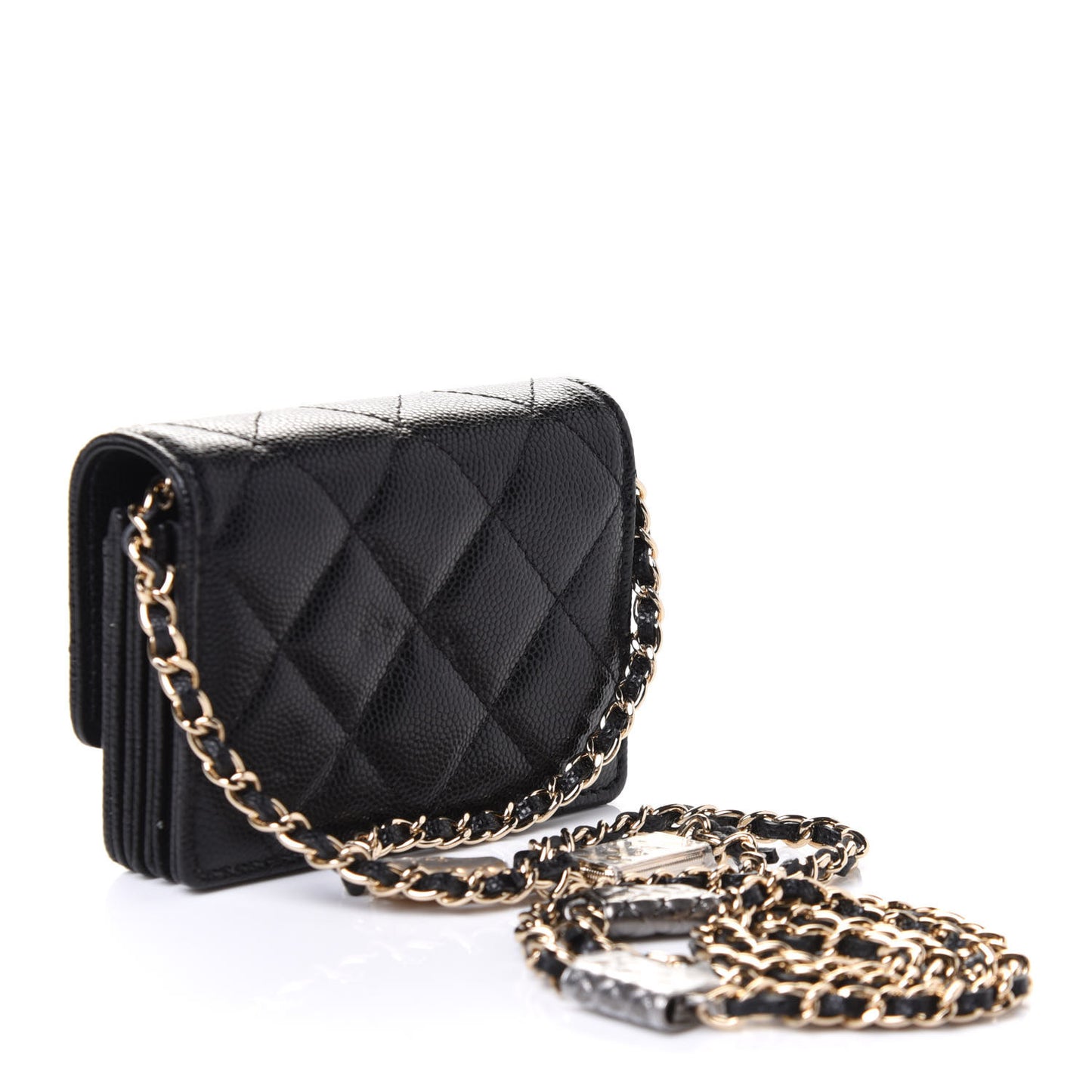 Caviar Quilted Belt Bag With Charms On Chain Black