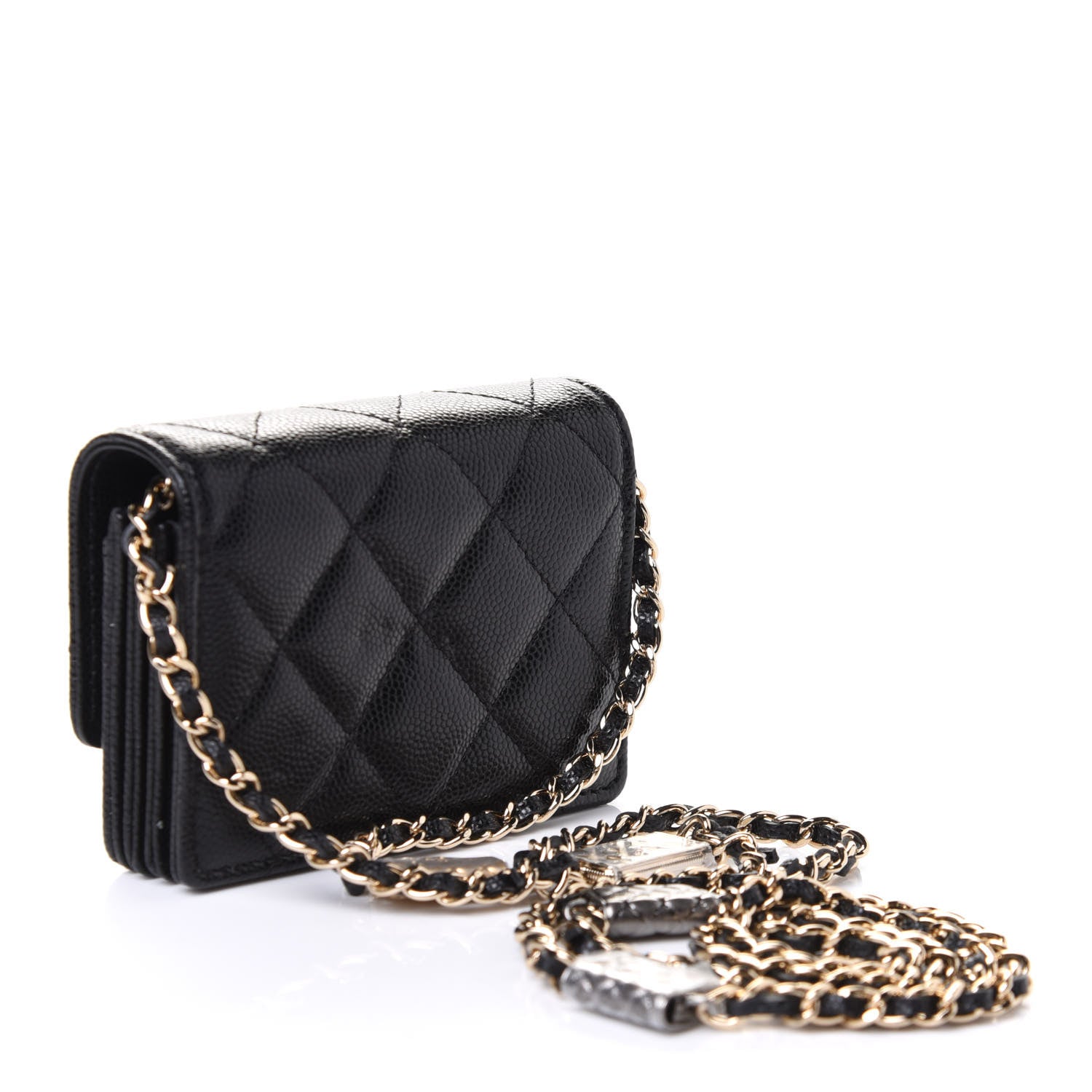 Chanel Caviar Quilted Belt Bag With Charms On Chain Black 2 of 4