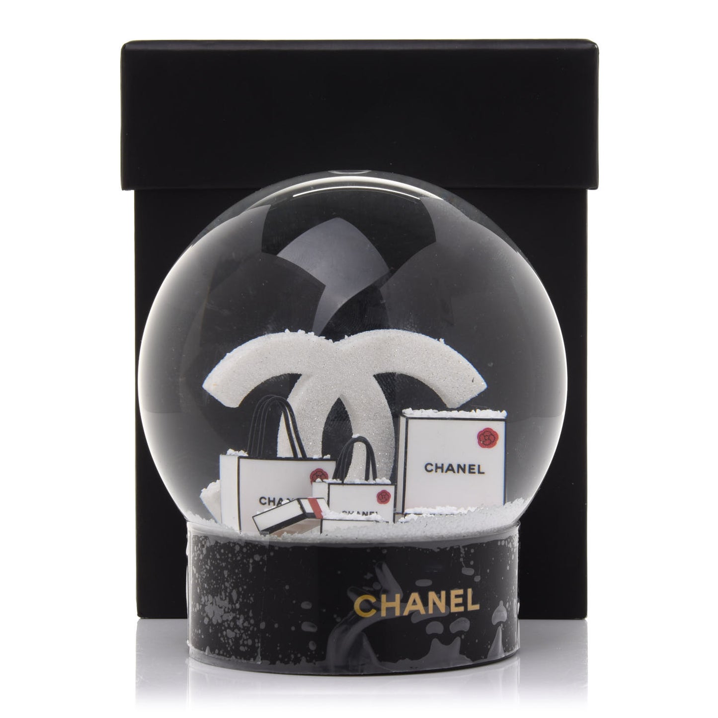 Glass CC Shopping Bag Snow Globe