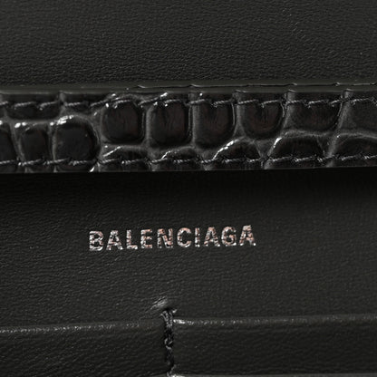 Balenciaga Shiny Calfskin Crocodile Embossed Hourglass Chain Bag Gris 6 of 9