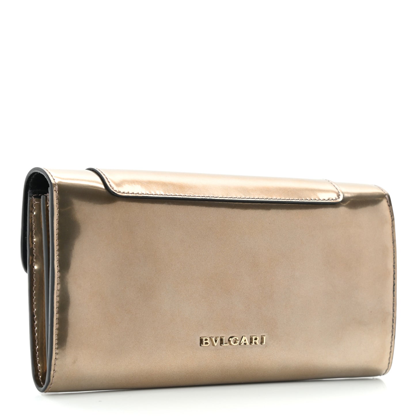 Metallic Calfskin Serpenti Forever Wallet Gold