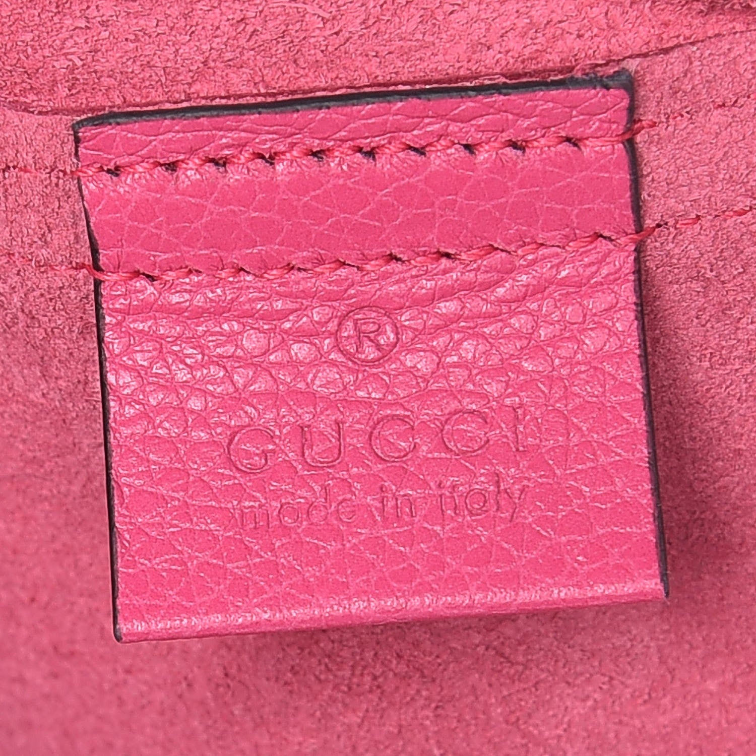 Gucci Pebbled Calfskin Medium Logo Portfolio Clutch Box Pink Green 6 of 7