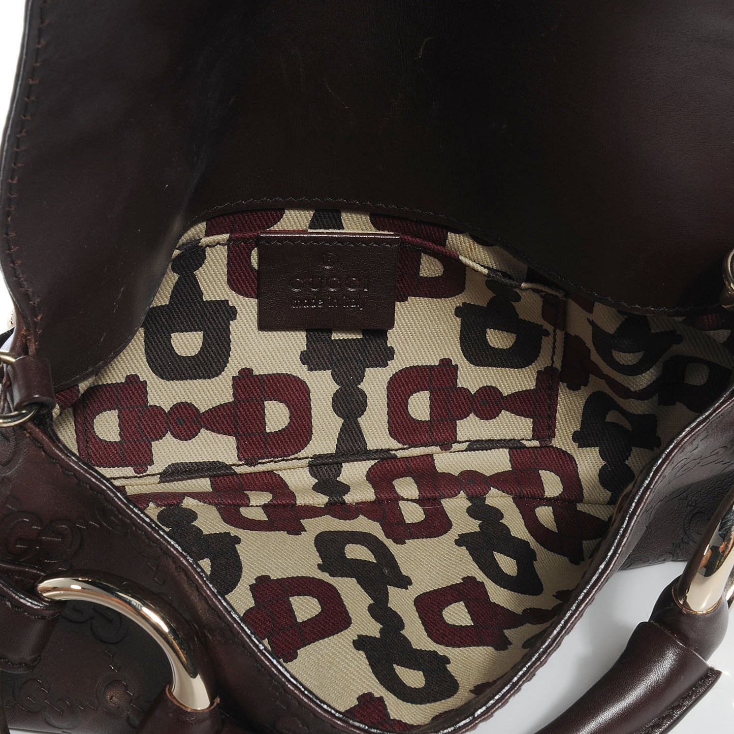 Guccissima Small Horsebit Chain Clutch Chocolate