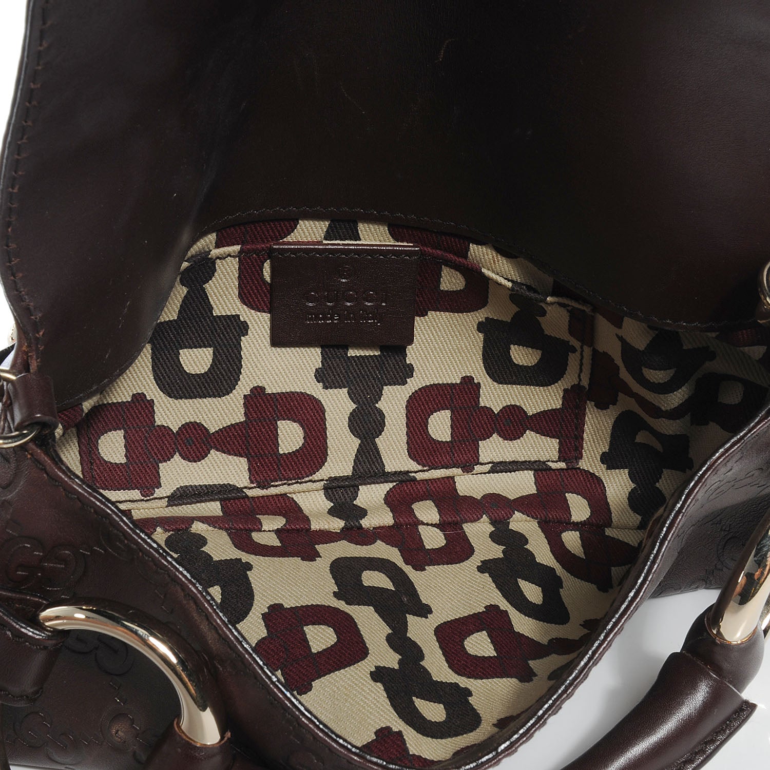 Gucci Guccissima Small Horsebit Chain Clutch Chocolate 5 of 7