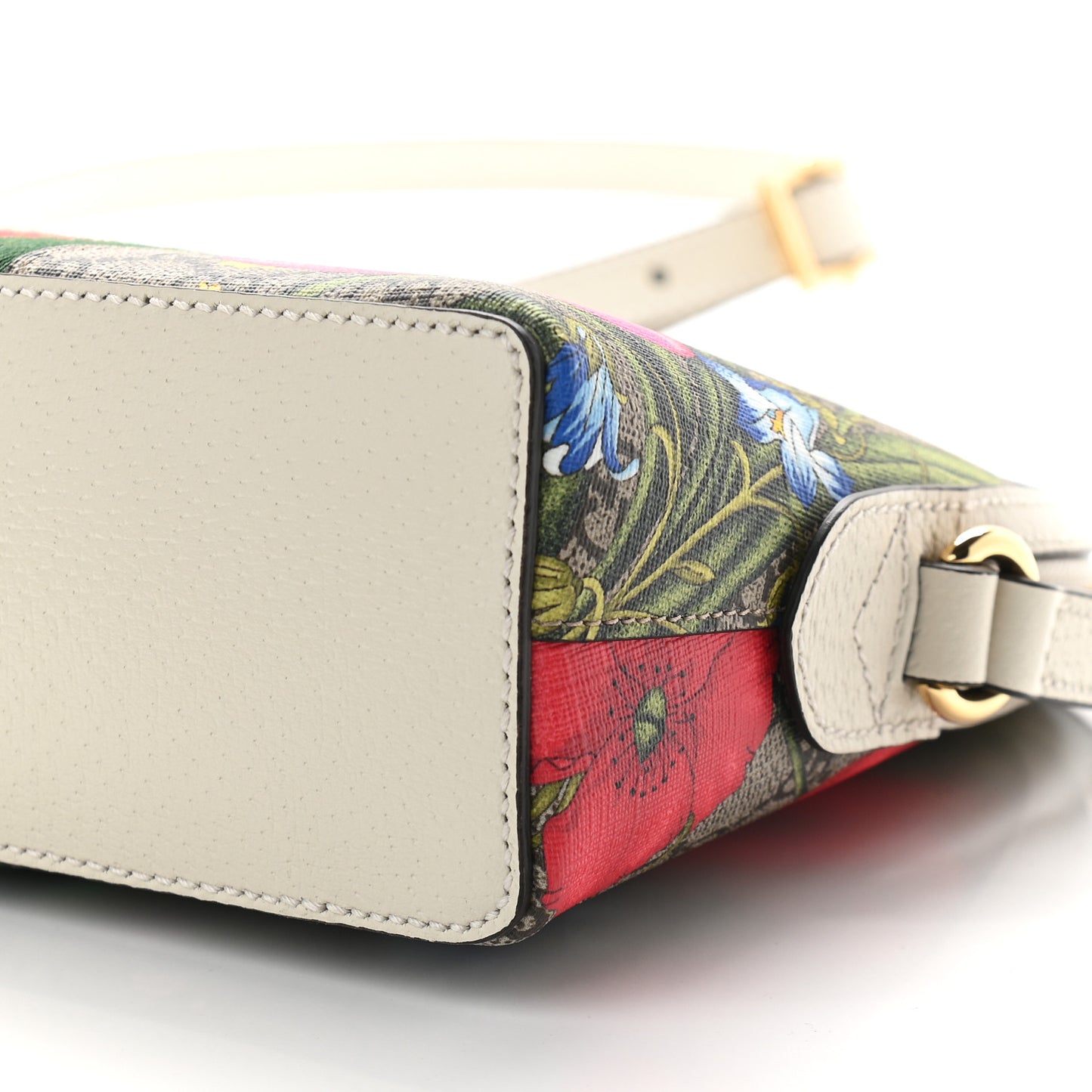 GG Supreme Monogram Flora Web GG Small Ophidia Dome Shoulder Bag White